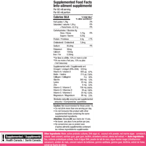 Skin & Anti-Aging Nutritional Label